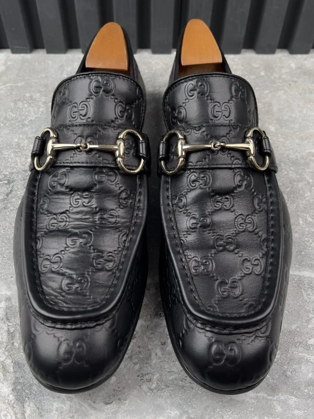 Gucci Tom Ford Era Loafers GG Monogram Embossed Black Leather 10 US or 43.5 EUR